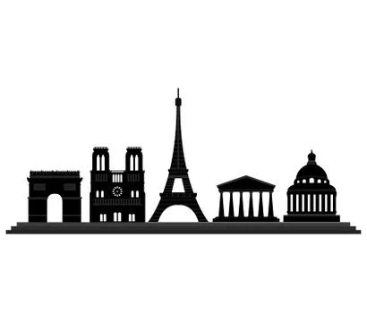 Paris skyline on white background 스톡 일러스트