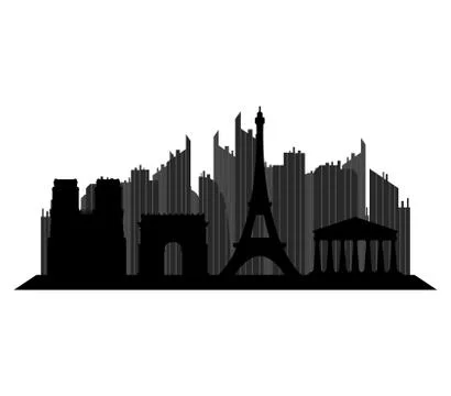 Paris skyline on white background Stock Illustration