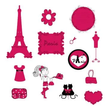 Paris. small details in pink. vector 스톡 일러스트