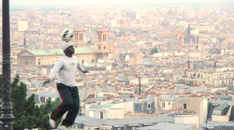 PARIS - Soccer in front of Paris Panoramic Stock Footage 26524005