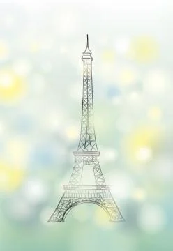 Paris spring background.  Eiffel tower. Travel France poster. Stock Illustration