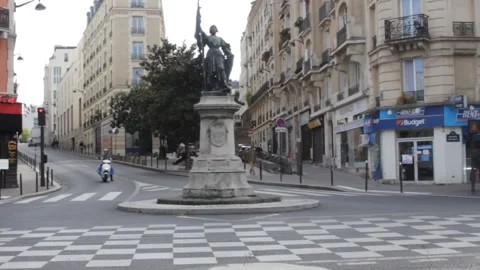 Paris square with an old heroic monument Stock Footage 111218128