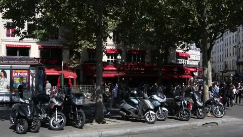 Paris Street Scene Stock Footage 203281085