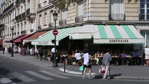 Paris Street Scene Stock Footage 203281892