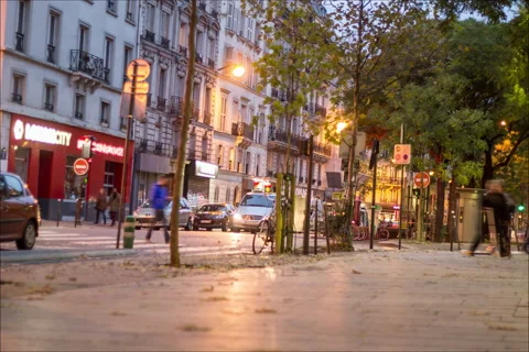 Paris Street Timelapse Stockbeeldmateriaal 49174013
