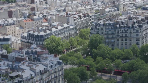 Paris street view from Eiffel Tower, France Stock Footage 313968223