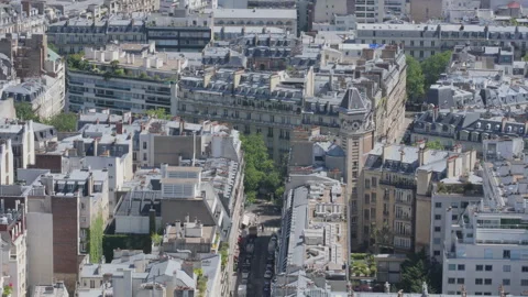 Paris street view from Eiffel Tower, France Video stock 313968315