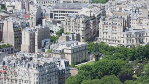 Paris street view from Eiffel Tower, France Stock Footage 313968318