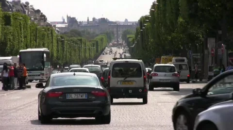 Paris streets 2 Champs-Elysées  Stock Footage 282750
