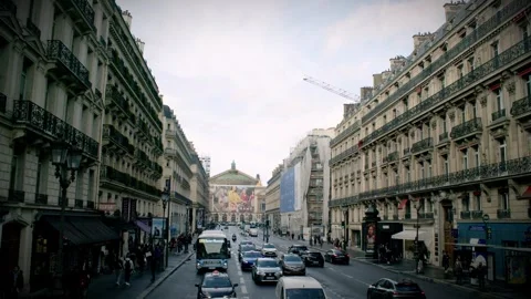 Paris Streets | Tracking High Angle Through Traffic, Paris 2024 Stock Footage 277751215