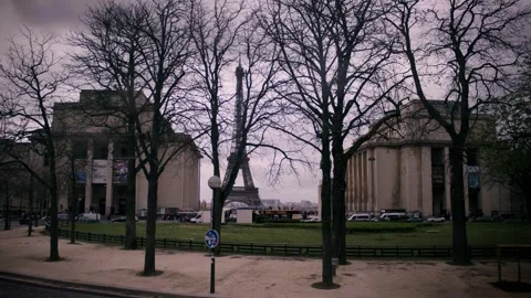 Paris Streets Tracking Shot with Eiffel Tower in Background Stock Footage 277747145
