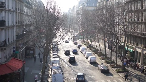 Paris Streets Workday Backlight Stock Footage 113763793
