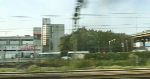 Paris suburb seen from train Stock-Footage 61957662