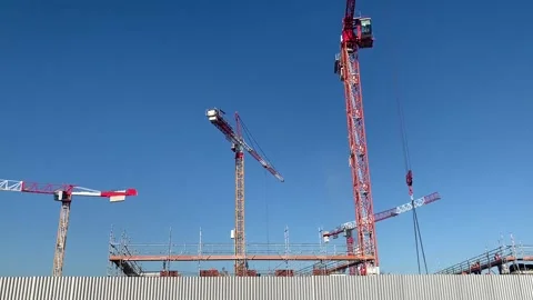 Paris suburbs protest uncontrolled construction ahead of Olympic Games, París, F Stock Footage 204842585