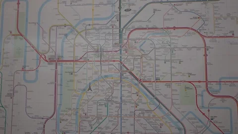 Paris Subway map with the stations and areas Stock Footage 316815738