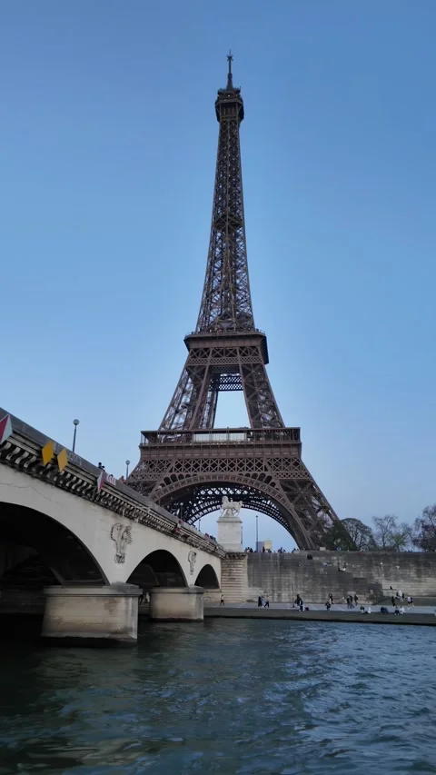 Paris Sunset Over Seine River With Eiffel Tower And Landmarks 4K Stock Footage 331743122