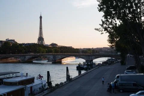 Paris at sunset 스톡 사진