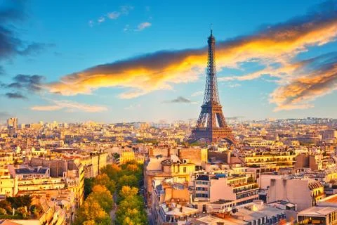 Paris at sunset Stock Photos