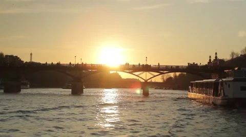 Paris - Sunset on River Seine Stock Footage 50576934