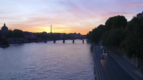 Paris, sunset on the river Seine Stock Footage 57526407