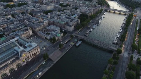 Paris Sunset Skyline Aerial View 7 Stock Footage 79019802