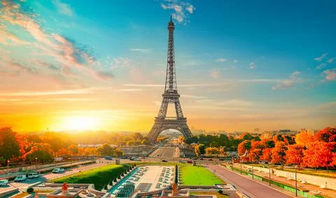 Paris in sunset time Stock Photos
