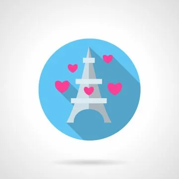 Paris symbol round flat vector icon Illustrazione stock