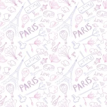 Paris Symbols Vector Pattern Illustrazione stock