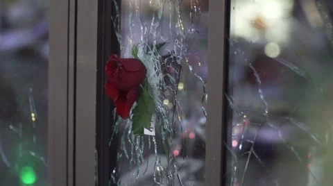 Paris terror attacks - bullet impact at café la bonne bière Stock Footage 57245764