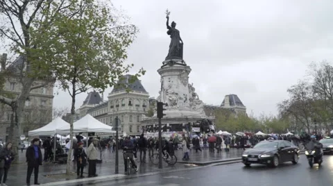 Paris terror attacks - Republique memorial gathering Stock Footage 57246159