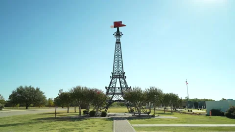 Paris Texas landmark  Eiffel Tower Static WS with clear blue sky Stock Footage 217385260