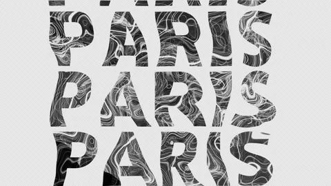 Paris Text Animation with Water Reflection Texture, Transparent Background Stock Footage 346483387