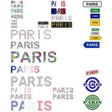 Paris text design set 스톡 일러스트