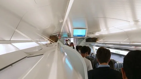 Paris text on digital display of a Eurostar train Stock Footage 81549286