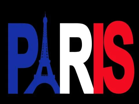 Paris text with eiffel tower Illustrazione stock