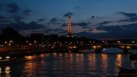 Paris Time Lapse at Sunset  - Eiffel Tower Stock Footage 88949305