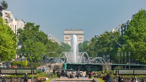 Paris timelapse at Arc de Triomphe and Champs Elysees, France, 4K Time lapse Stock Footage 79913005