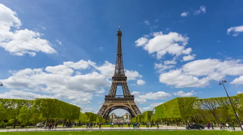 Paris, Timelapse of Eiffel Tower Stock Footage 63140672