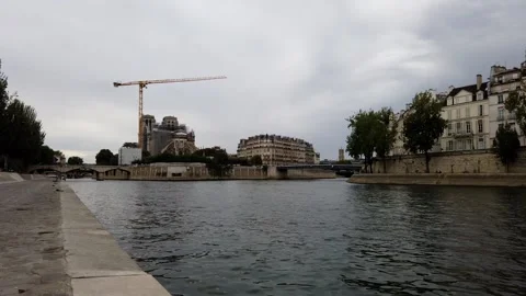 Paris Timelapse: Notre Dame with the crane Stock Footage 137577950