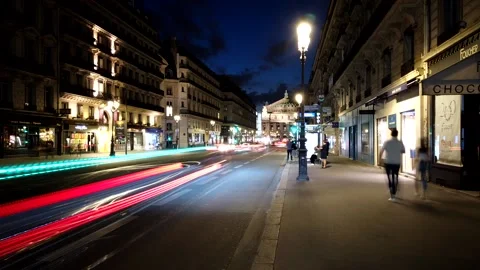 Paris timelapse: Opera Garnier by Night Stock Footage 136777004