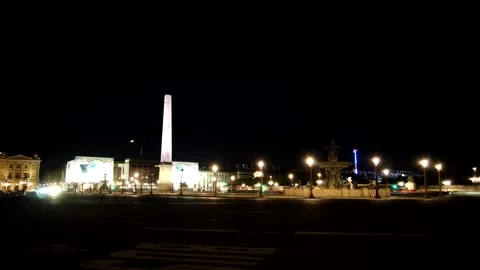 Paris Timelapse: Place de la Concorde by night Stock Footage 136776516