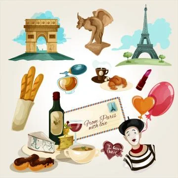 Paris Touristic Set Stock Illustration