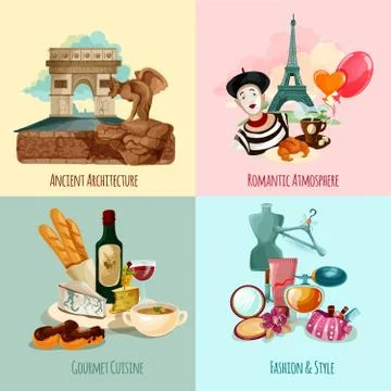Paris Touristic Set Stock Illustration