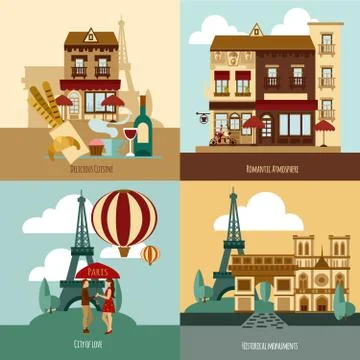 Paris Touristic Set Stock Illustration