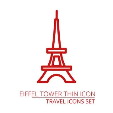 Paris Tower icon thin line for web and mobile, modern minimalistic flat design Stock Illustration
