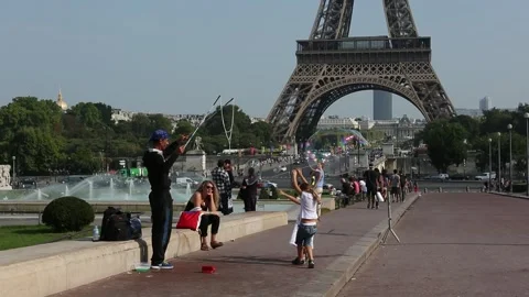 Paris Trocadero Gardens Stock Footage 203255013