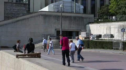 Paris Trocadero Gardens Stock Footage 203257514