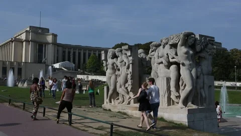 Paris Trocadero Gardens Stock Footage 203276341