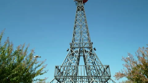 Paris, TX Eiffel Tower Tilt Up to cowboy hat- texas landmark Stock Footage 217385045
