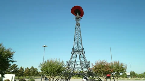 Paris TX Eiffel Tower Walk up to famous Texas Landmark. Stock Footage 217384900
